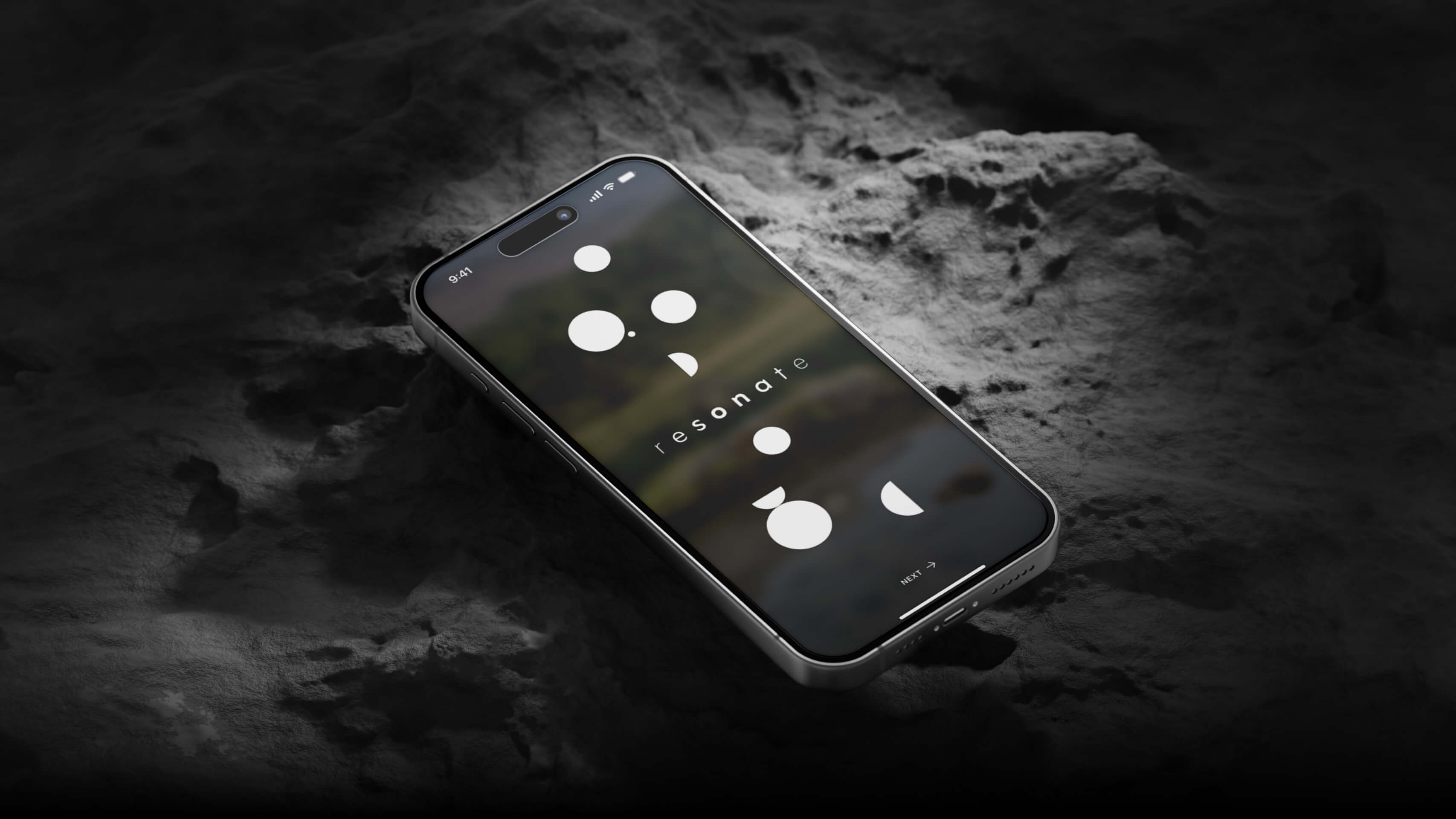 Smartphone showing resonate logo